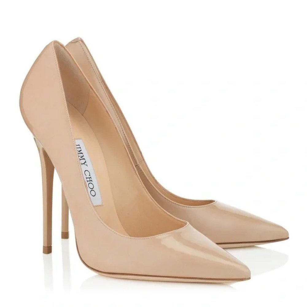 Jimmy Choo Nude Anouk Patent Leather Pumps